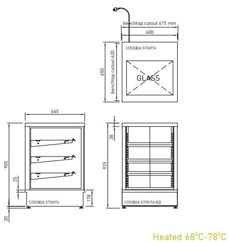 Cossiga STGHT6 Tower (SD) Countertop Heated 600mm