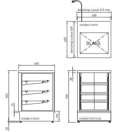 Cossiga STGHT9 Tower (SD) Countertop Heated 900mm